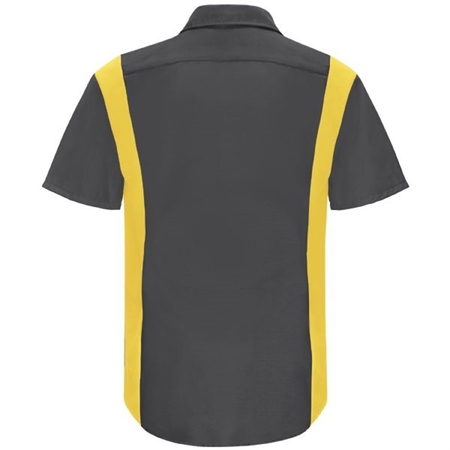 WORKWEAR OUTFITTERS Men's Long Sleeve Perform Plus Shop Shirt w/ Oilblok Tech Charcoal/Yellow, Large SY32CY-RG-L